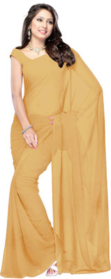 Manthan Solid Daily Wear Georgette Saree(Beige)