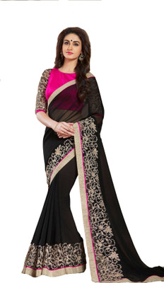 

Zeel Fashion Embroidered Fashion Georgette Saree(Black)