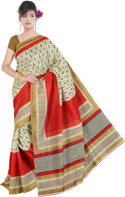 

Khoobee Self Design, Printed Fashion Art Silk Saree(Beige, Multicolor)