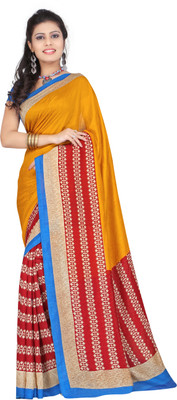 

Ewows Printed Bhagalpuri Art Silk Saree(Orange)
