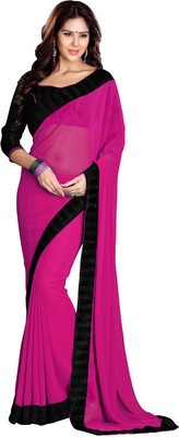 

Sourbh Sarees Solid Fashion Georgette Saree(Pink), Crimson