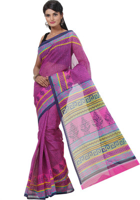 

JTInternational Printed Bhagalpuri Silk Saree(Pink)