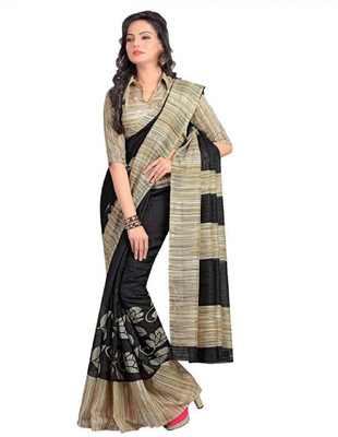 

Ewows Printed Fashion Art Silk Saree(Black)