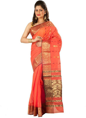 

Rajib's Creation Embroidered Fashion Handloom Silk Saree(Orange)