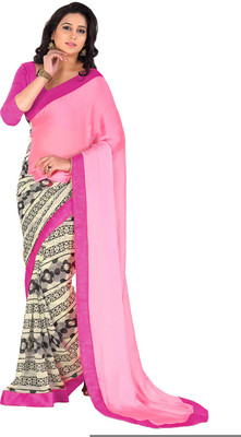 

Parisha Printed Fashion Chiffon Saree(Pink, White)