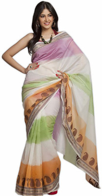 

Kataan Bazaar Self Design Banarasi Kota Cotton Saree(White)