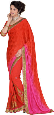 

Jiya Self Design, Embroidered, Embellished Fashion Georgette, Crepe, Jacquard Saree(Pink, Red)