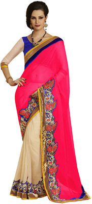 

Desi Butik Self Design Fashion Georgette Saree(Pink)