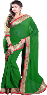 

Sourbh Sarees Solid Fashion Georgette Saree(Green)