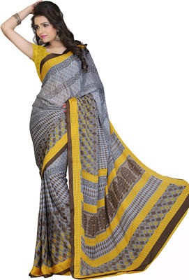 

Khushali Self Design, Printed Fashion Crepe Saree(Grey, Multicolor)