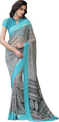 

Lovelylook Printed Daily Wear Georgette Saree(Black, White)