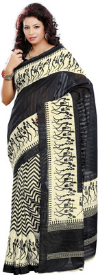 

Khushali Self Design, Printed Fashion Art Silk Saree(Beige, Black)