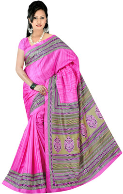 

Khoobee Self Design, Printed Fashion Chiffon Saree(Pink, Multicolor), Multi;pink
