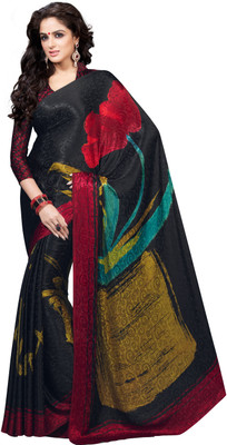 

Parisha Printed Daily Wear Crepe, Jacquard Saree(Pack of 2, Black)