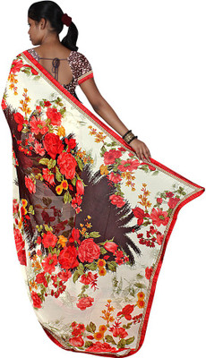

Party Wear Dresses Printed Fashion Chiffon Saree(White)