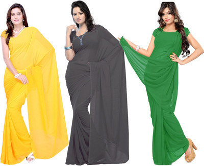 

Multi Retail Solid Bollywood Georgette Saree(Pack of 3, Multicolor)