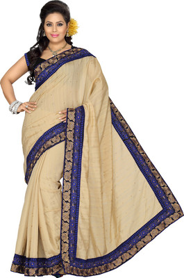

Ishin Embroidered Fashion Art Silk Saree(Beige), Chiku