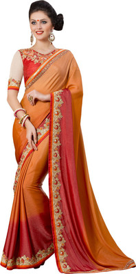 

Lovelylook Embroidered Daily Wear Georgette Saree(Orange, Red)