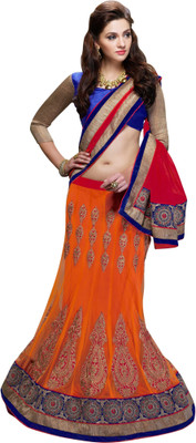 

Brijraj Embellished Fashion Net, Georgette Saree(Orange, Pink)