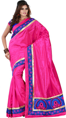 Weavedeal Embellished Banarasi Brocade Saree(Pink)