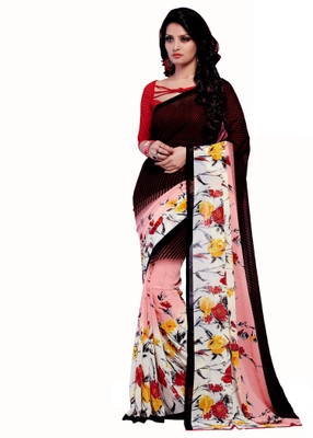 

Khoobee Self Design, Printed Fashion Georgette Saree(Black, White, Red, Multicolor), Black;multicolor;red;white