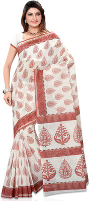 

Shelina Printed Fashion Cotton Saree(White)