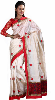 

Anushree Saree Self Design Fashion Chanderi Saree(Multicolor), White