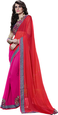 

Manthan Embroidered Fashion Chiffon Saree(Red, Pink), Pink;red