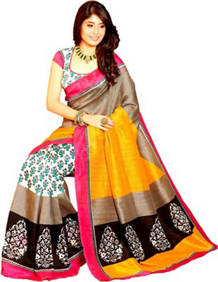 

Krishna Fab Printed Bhagalpuri Handloom Art Silk Saree(Multicolor)