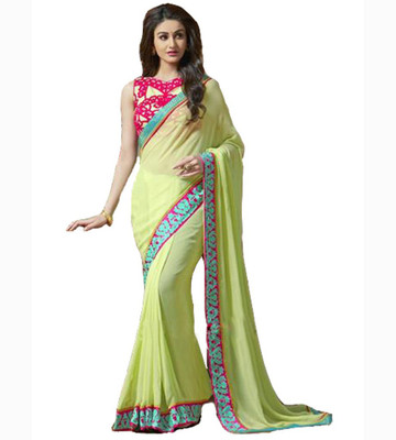 

Dancing Girl Embroidered Bollywood Georgette Saree(Light Green)