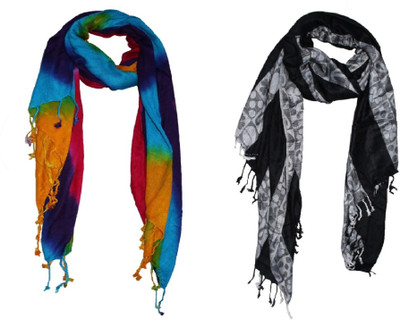 

AS42 Striped Rayon Women's Stole, Black;blue;pink;white;yellow