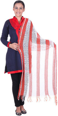 

Belmarsh Striped Cotton Blend Women's Stole, White carrot