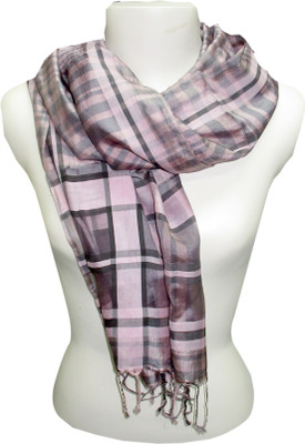 

Dushaalaa Checkered silk, coton Women's Scarf, Strawberry
