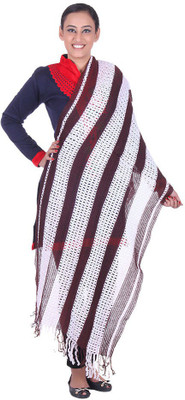 

Belmarsh Striped Cotton Blend Women's Stole, White brown