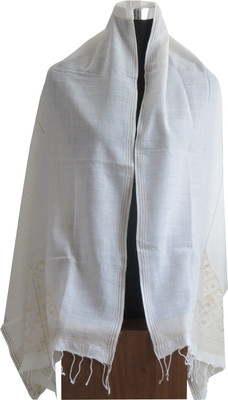 

Indo Mood Woven Cotton Khadi, Matka Silk Women's Stole, Cream