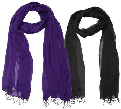 

SONEYAFASHION Solid COTTON Women's Stole, Black;purple