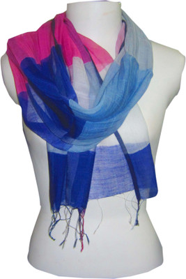 

Dushaalaa Striped Silk, Coton Women's Scarf, Multicolor