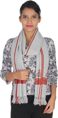 

Quetzal Embroidered Wool Women's Stole, Grey;maroon;orange