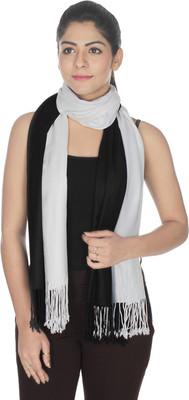 

Anekaant Solid Viscose Satin Women's Scarf, Black;white