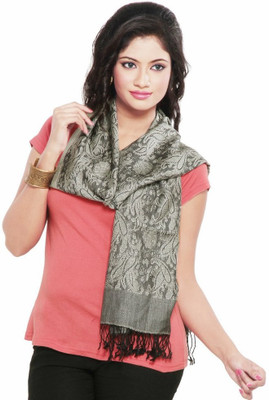 64% OFF on Little India Silk Self Design Women's Shawl(Grey)
