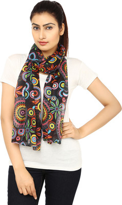 Anekaant Printed Cotton Women's Scarf, Black