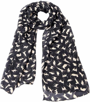 

GirlZFashion Printed Chiffon Girls Scarf, Black;white