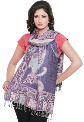 55% OFF on Little India Silk Self Design Women's Shawl(Purple)