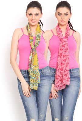 

Trend Arrest Printed Polyester Women's Scarf, Yellow and pink