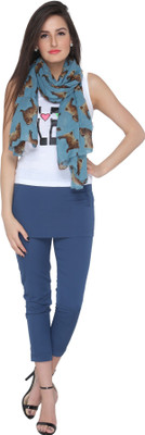 

Pepperika Printed Polyester Women's Stole, Teal blue