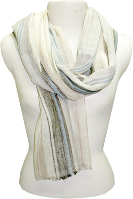 

Dushaalaa Striped linen Women's Scarf, Biege