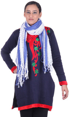 

Belmarsh Striped Cotton Blend Women's Stole, White blue