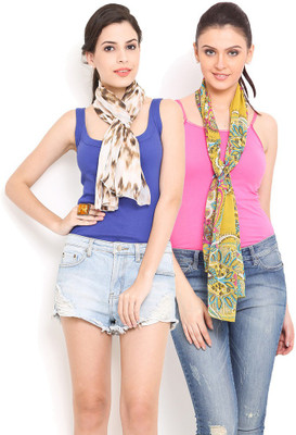 

Trend Arrest Printed Polyester Women's Scarf, Off white and yellow