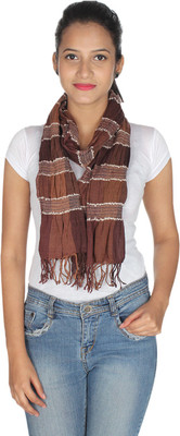 

Anekaant Striped Wool Lycra Women's Scarf, Brown