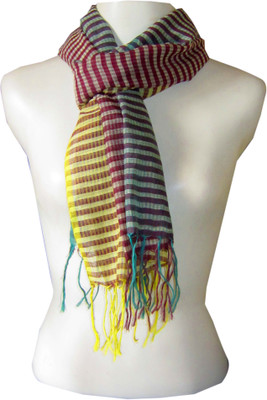 

Dushaalaa Striped Silk, Coton Women's Scarf, Multicolor